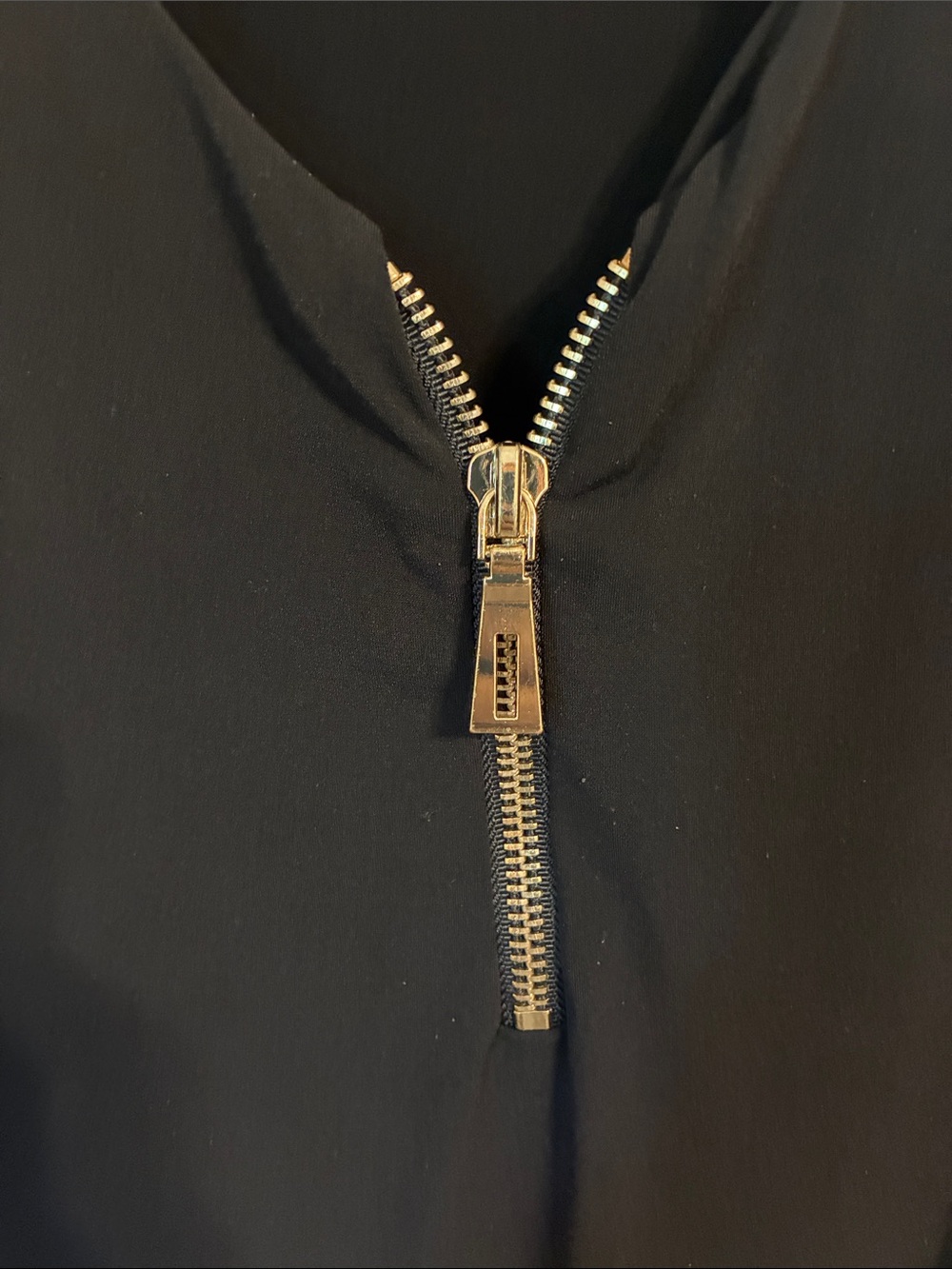 Philosophy Black Short-Sleeve V-Neck Zip Top with Gold Hardware - Picture 3 of 5
